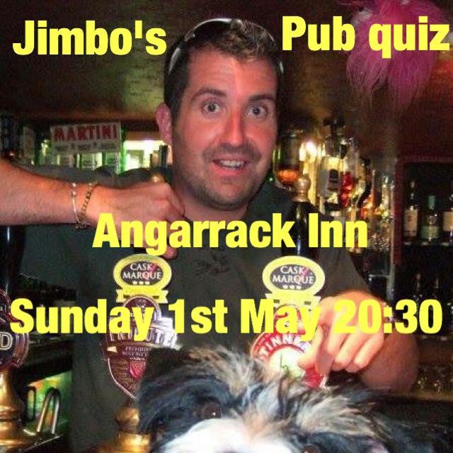 Jimbo's Pub Quiz Angarrack Inn Sunday 1st May 20:30 Jimbo's Pub Quiz Angarrack Inn Sunday 1st May 20:30